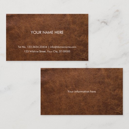 Faux Leather Brown Visitekaartje (Voorkant / Achterkant)