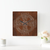 Faux Leather Celtic Irish Clock Vierkante Klok (Huis)