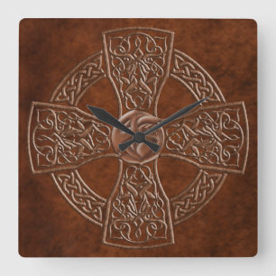 Faux Leather Celtic Irish Clock Vierkante Klok