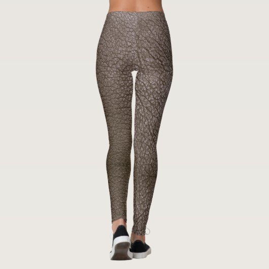 Faux Leather Chocolate Mocha Textured Leggings (Achterkant)