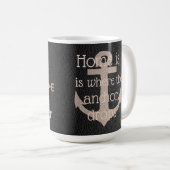 Faux Leather Compass Roos Anchor Koffiemok (Voorkant rechts)