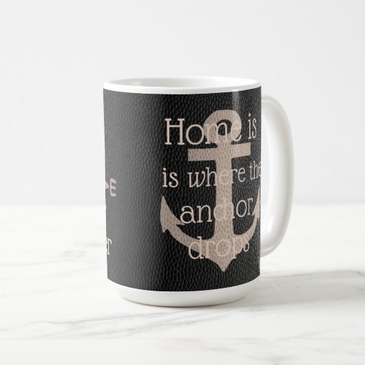 Faux Leather Compass Roos Anchor Koffiemok (Voorkant rechts)