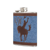 Faux Leather Cowboy op Paard (gepersonaliseerd) Heupfles (Links)