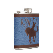 Faux Leather Cowboy op Paard (gepersonaliseerd) Heupfles (Rechts)