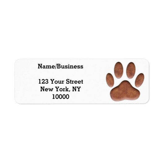 Faux Leather Dog Paw Print Custom Etiket (Voorkant)
