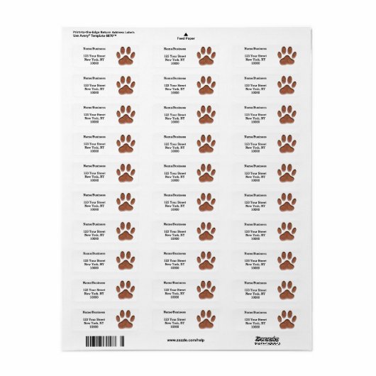 Faux Leather Dog Paw Print Custom Etiket (Full Sheet)