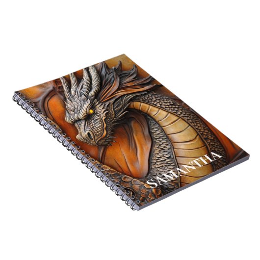 Faux Leather Dragon gepersonaliseerd Notitieboek (Rechterzijde)