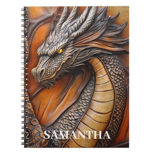 Faux Leather Dragon gepersonaliseerd Notitieboek (Voorkant)