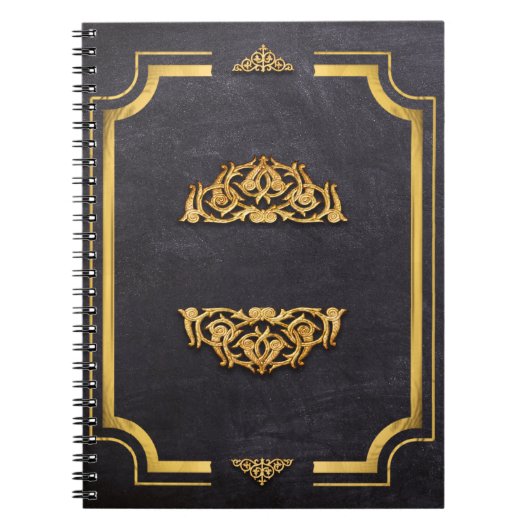 Faux Leather en Gilded Gold Scrollwork Notitieboek (Voorkant)