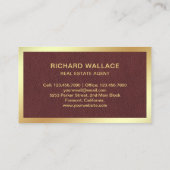 Faux Leather Gold Foil Home Logo Real Estate Agent Visitekaartje (Achterkant)