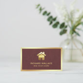 Faux Leather Gold Foil Home Logo Real Estate Agent Visitekaartje (Staand voorkant)