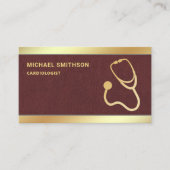 Faux Leather Gold Stethoscope Medical Professional Visitekaartje (Voorkant)