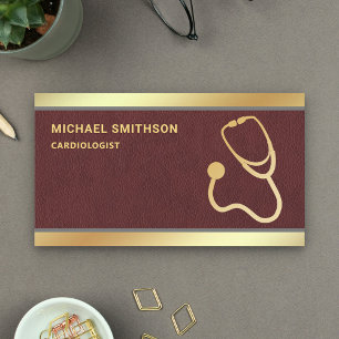 Faux Leather Gold Stethoscope Medical Professional Visitekaartje