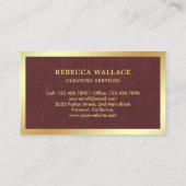 Faux Leather Gold Stofzuiger Reinigingsdiensten Visitekaartje (Achterkant)