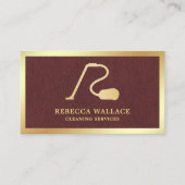 Faux Leather Gold Stofzuiger Reinigingsdiensten Visitekaartje (Voorkant)