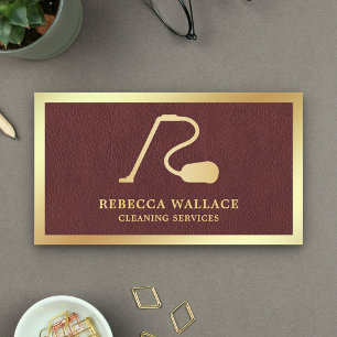 Faux Leather Gold Stofzuiger Reinigingsdiensten Visitekaartje