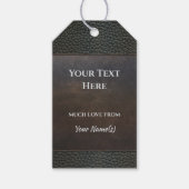 Faux Leather Grunge Brown Blue Grey Gift Label Cadeaulabel (Voorkant)