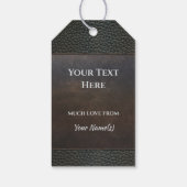 Faux Leather Grunge Brown Blue Grey Gift Label Cadeaulabel (Achterkant)