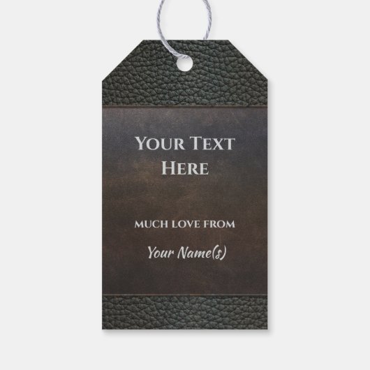 Faux Leather Grunge Brown Blue Grey Gift Label Cadeaulabel (Achterkant)