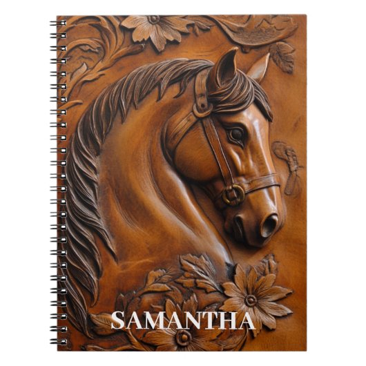 Faux Leather Horse gepersonaliseerd Notitieboek (Voorkant)