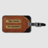  faux Leather ID Brown Bagagelabel (Voorkant (horizontaal))