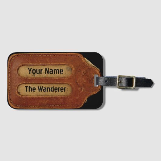  faux Leather ID Brown Bagagelabel (Voorkant (horizontaal))