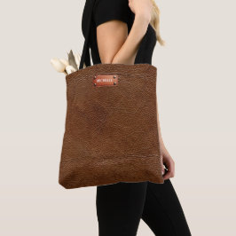 Faux Leather Look Name Tote Bag