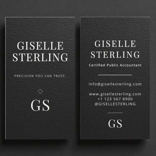 Faux Leather Modern Accountant Tax Preparer CPA Visitekaartje