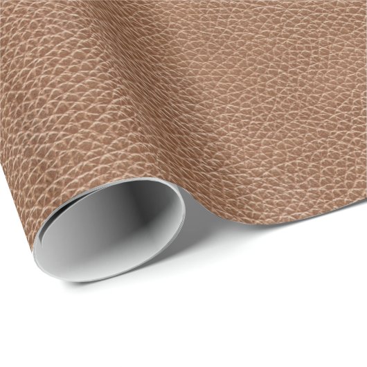 Faux Leather Natural Brown Cadeaupapier (Rol Hoek)