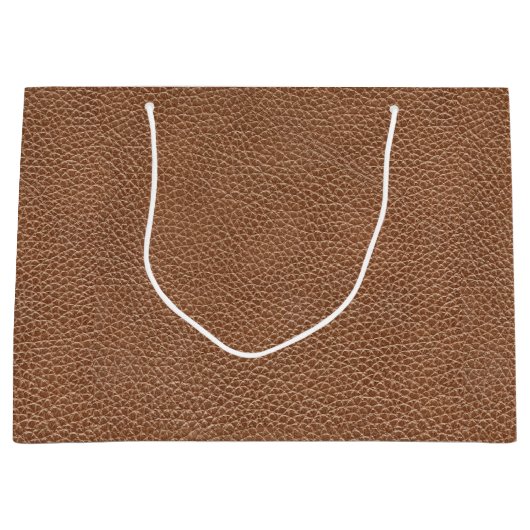 Faux Leather Natural Brown Large Cadeautasje (Voorkant)