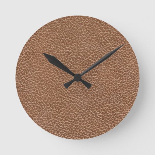 Faux Leather Natural Brown Ronde Klok (Voorkant)