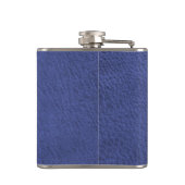 Faux Leather Navy Blue Afstuderen Gift Heupfles (Achterkant)