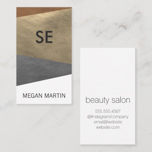 Faux Leather Print / monogram Visitekaartje (Voorkant / Achterkant)