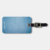 Faux Leather Texture gepersonaliseerd blauw design Bagagelabel (Voorkant horizontaal)