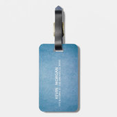 Faux Leather Texture gepersonaliseerd blauw design Bagagelabel (Achterkant verticaal)