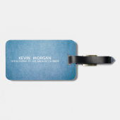 Faux Leather Texture gepersonaliseerd blauw design Bagagelabel (Achterkant horizontaal)