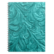 Faux Leather Western Pattern Blauwgroen Notebook