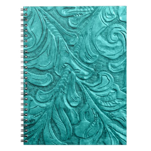 Faux Leather Western Pattern Blauwgroen Notebook Notitieboek (Voorkant)