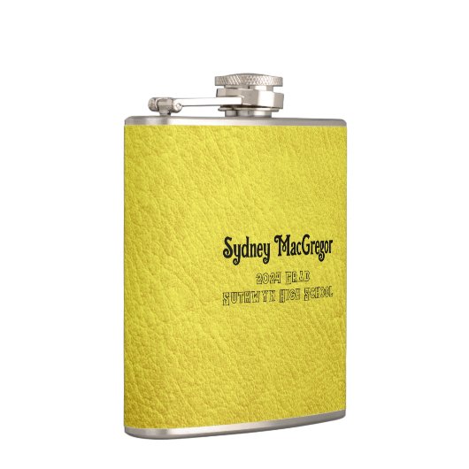 Faux Leather Yellow Dochter Afstudeerder Gift Heupfles (Rechts)