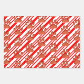 Faux leder Dog Pawprint Candy Cane Inpakpapier Vel (Voorkant)