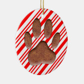 Faux leder Dog Pawprint Candy Cane Keramisch Ornament (Rechts)