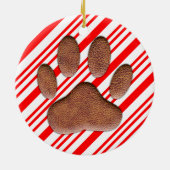 Faux leder Dog Pawprint Candy Cane Keramisch Ornament (Achterkant)