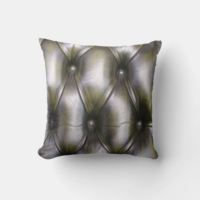 Faux leder-esterfield, donkergroene steug kussen (Voorkant)