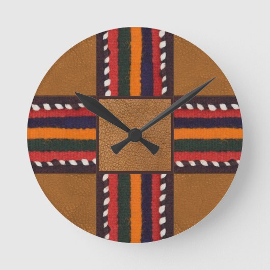 Faux-leder Etnische strepen KruisWestern Ronde Klok (Voorkant)