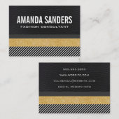 Faux leder, glitter en stripes visitekaartje (Voorkant / Achterkant)