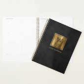Faux leder look zwart goud monogram 2024 planner (Display)