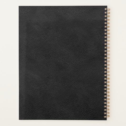 Faux leder look zwart goud monogram 2024 planner (Achterkant)