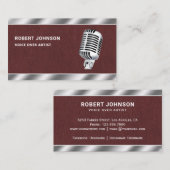 Faux-leder-metallische microfoon Stem over artiest Visitekaartje (Voorkant / Achterkant)