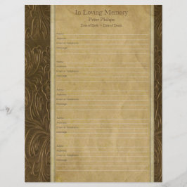 Faux leder parchment Memorial book Filler page