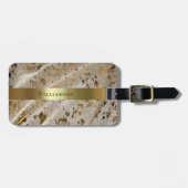 Faux leder Pattern Acid Wash Gold Metallic Label Bagagelabel (Voorkant horizontaal)